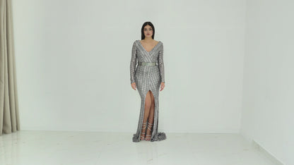 Arnita Mani Couture Abito Elegante Da Sera Grigio