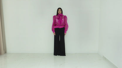 Fabrizia Dea Completo In Organza Fucsia